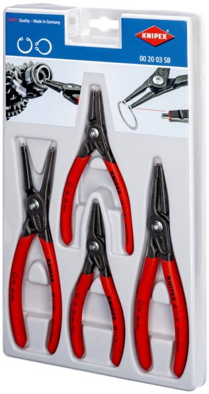 Knipex 00 20 03 SB Seegeringzangen-Set Passend für (Seegeringzangen) Außen- und Innenringe 12-25 mm, 19-60mm 10-25 mm, 19-60mm