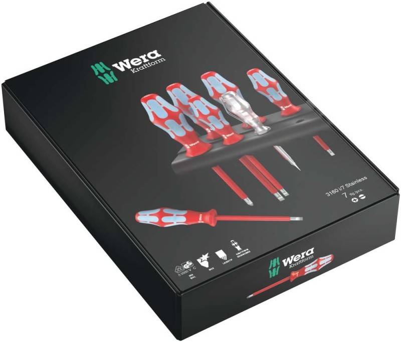 Wera 3160 i/7 Rack VDE Schraubendreher-Set 7teilig Schlitz, Kreuzschlitz Phillips