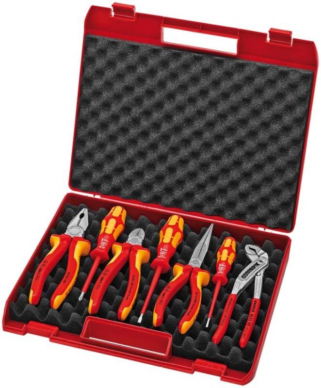 Zangen-/Werkzeugsatz 7-tlg.Mehrkomp.-Hüllen/Ku.-Überzug Ku.-Koffer VDE KNIPEX