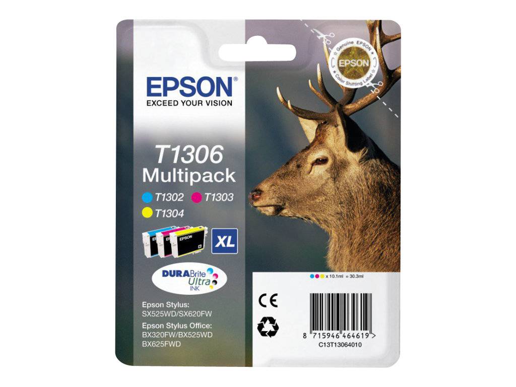 Epson T1306 Multipack - 10.1 ml - Gelb, Cyan, Magenta