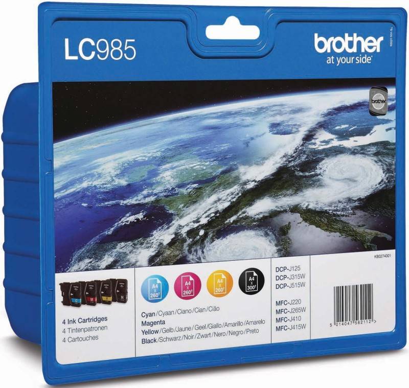 Brother LC985VALBPDR - 4er-Pack - Schwarz, Gelb, Cyan, Magenta