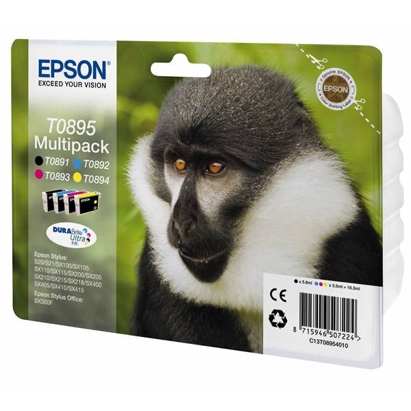 Epson T0895 Multipack - 4er-Pack - Schwarz, Gelb, Cyan, Magenta