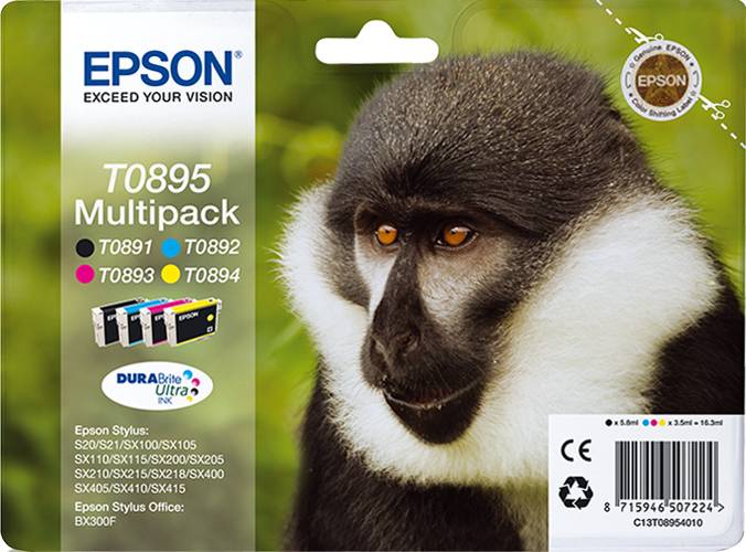 Epson T0895 Multipack - 4er-Pack - Schwarz, Gelb, Cyan, Magenta