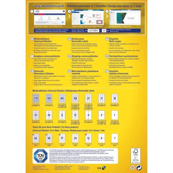 Universal-Etiketten 99,1x42,3 mm 100 Blatt/1200 Etiketten weiß