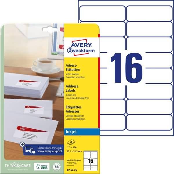 Avery-Zweckform J8162-25 Universal-Etiketten 400 St.