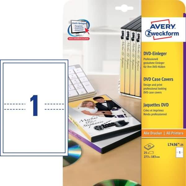 Avery-Zweckform DVD-Einleger, weiß, 273 x 183 mm, Inkjet, Laser