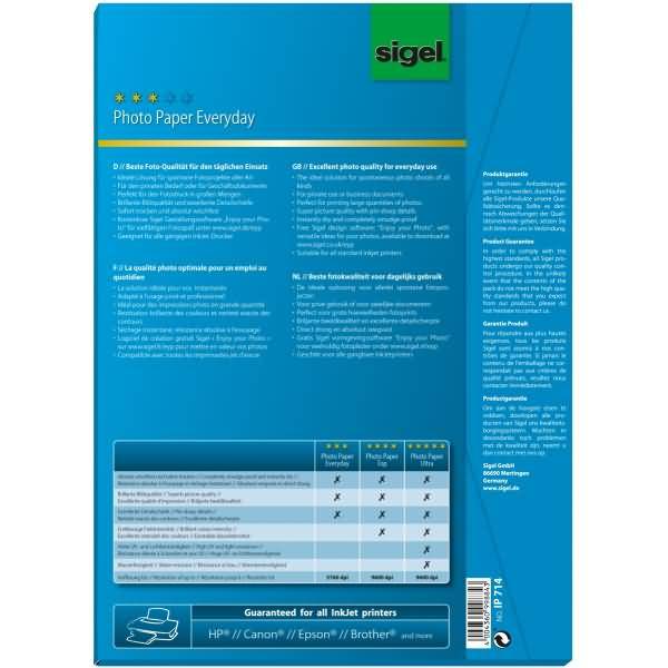 sigel InkJet-Everyday-Foto-Papier, DIN A4, hochglänzend