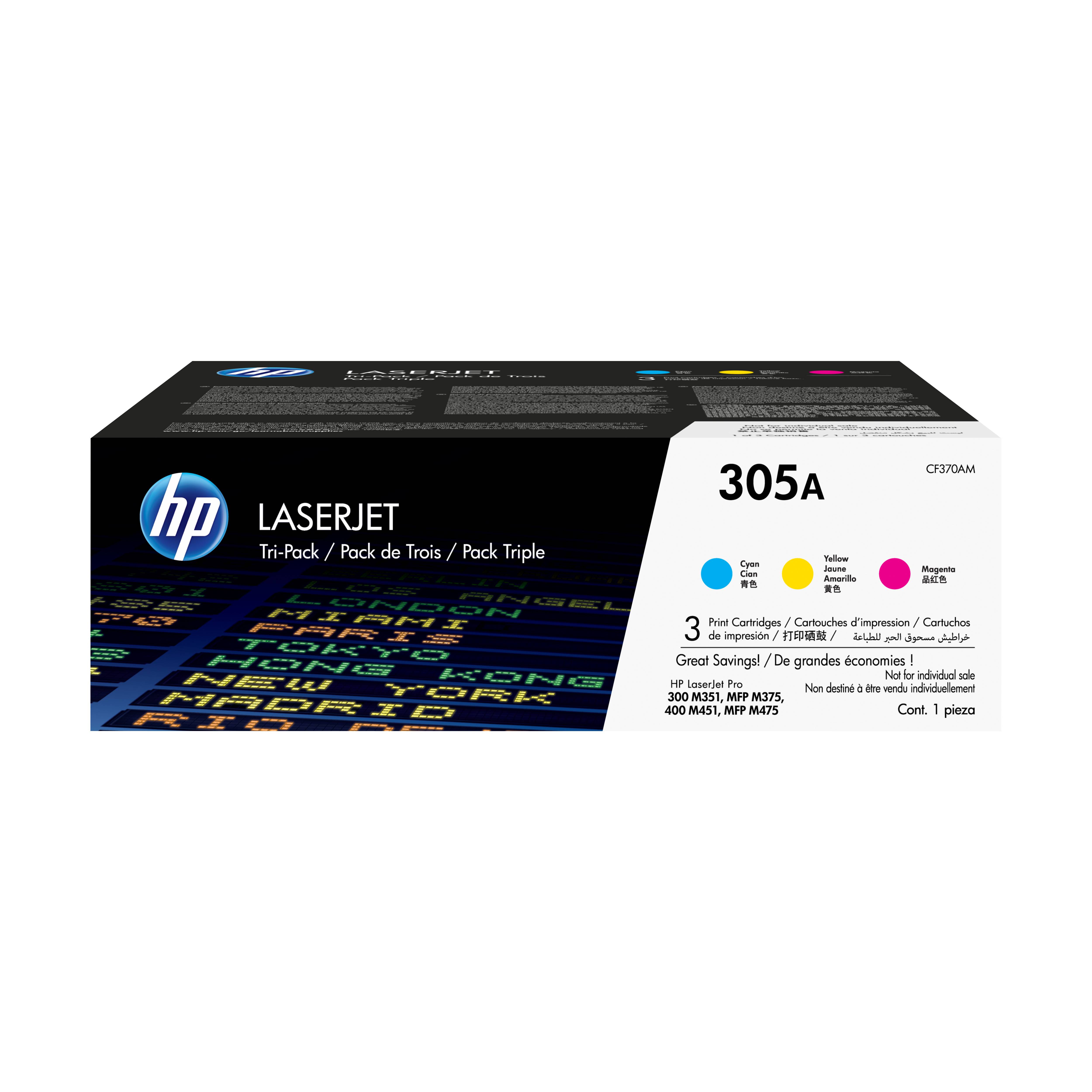 HP 305A - 3er-Pack - Gelb, Cyan, Magenta - original - LaserJet - Tonerpatrone (CF370AM)