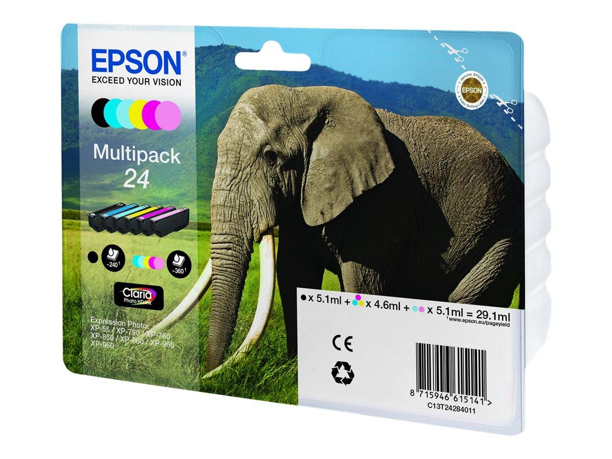 Epson 24 Multipack - 6er-Pack - 29.1 ml - Schwarz, Gelb, Cyan, Magenta, hellmagentafarben, hell Cyan - original - Bliste