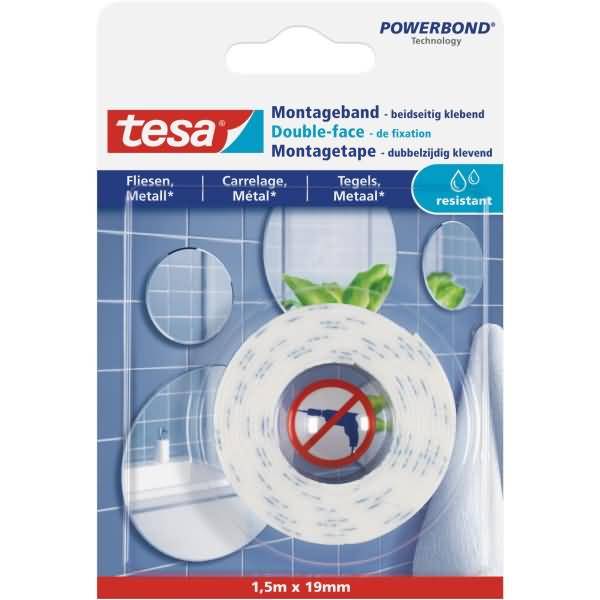 Montageband für Fliesen und Metall 1,5mx19mm weiß
