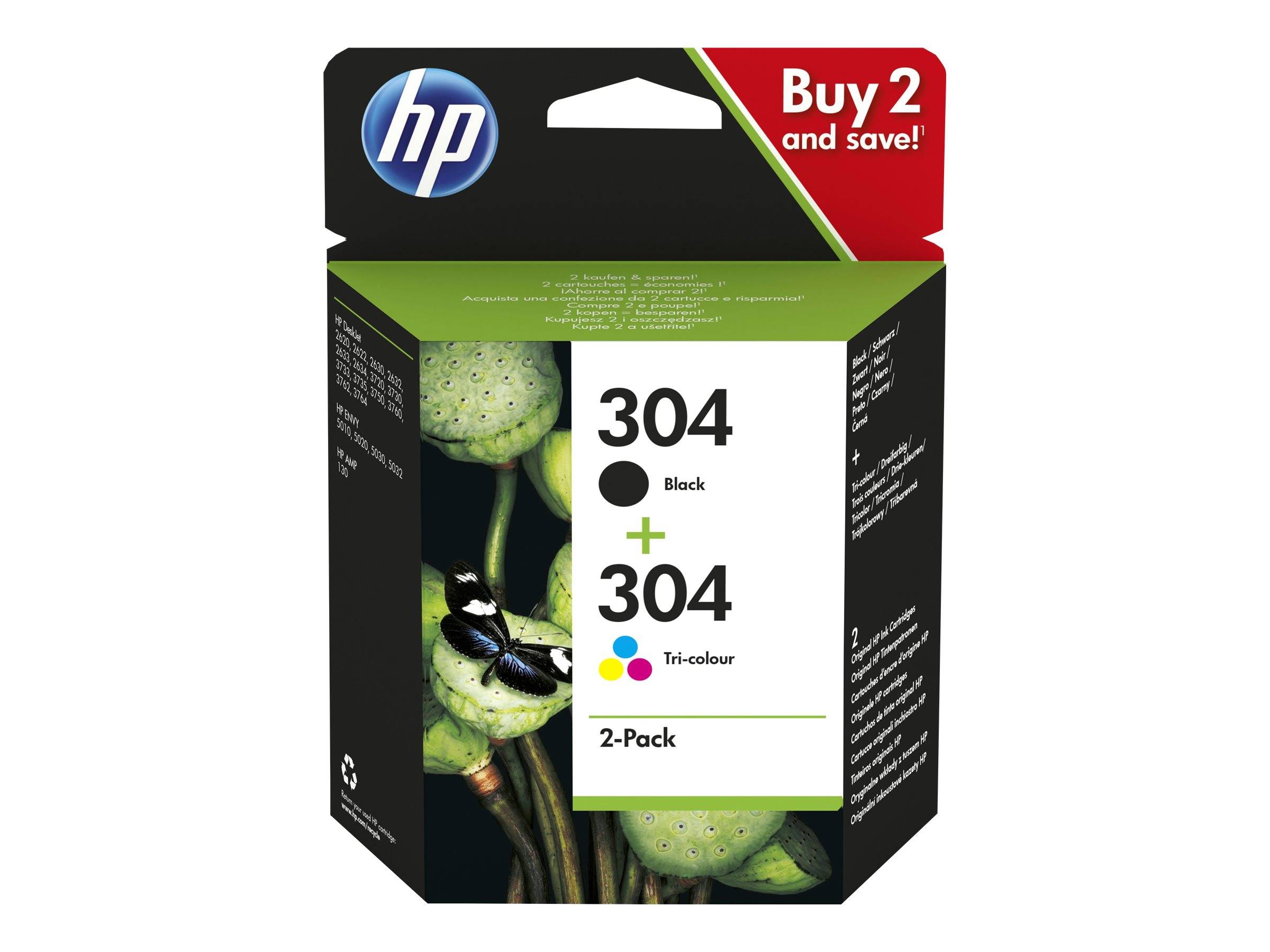HP 304 Druckerpatrone Kombi-Pack Original Schwarz, Cyan, Magenta, Gelb 3JB05AE Tinte