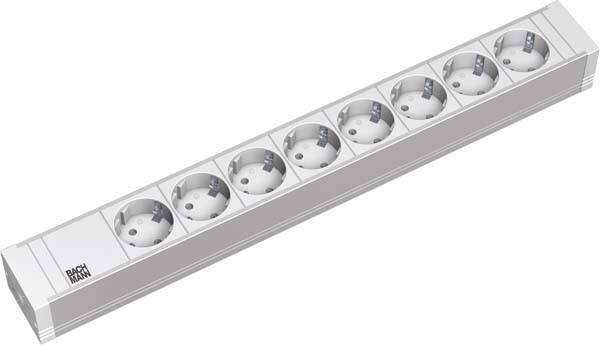 Bachmann 333.601 19 Zoll Netzwerkschrank-Steckdosenleiste 1.5 HE Schutzkontaktsteckdose Hellgrau