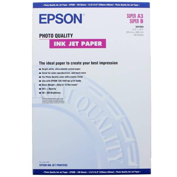 Epson Photo Quality Inkjet Paper A3+ C13S041069 Fotopapier DIN A3+ 105 g/m² 100 Blatt Matt