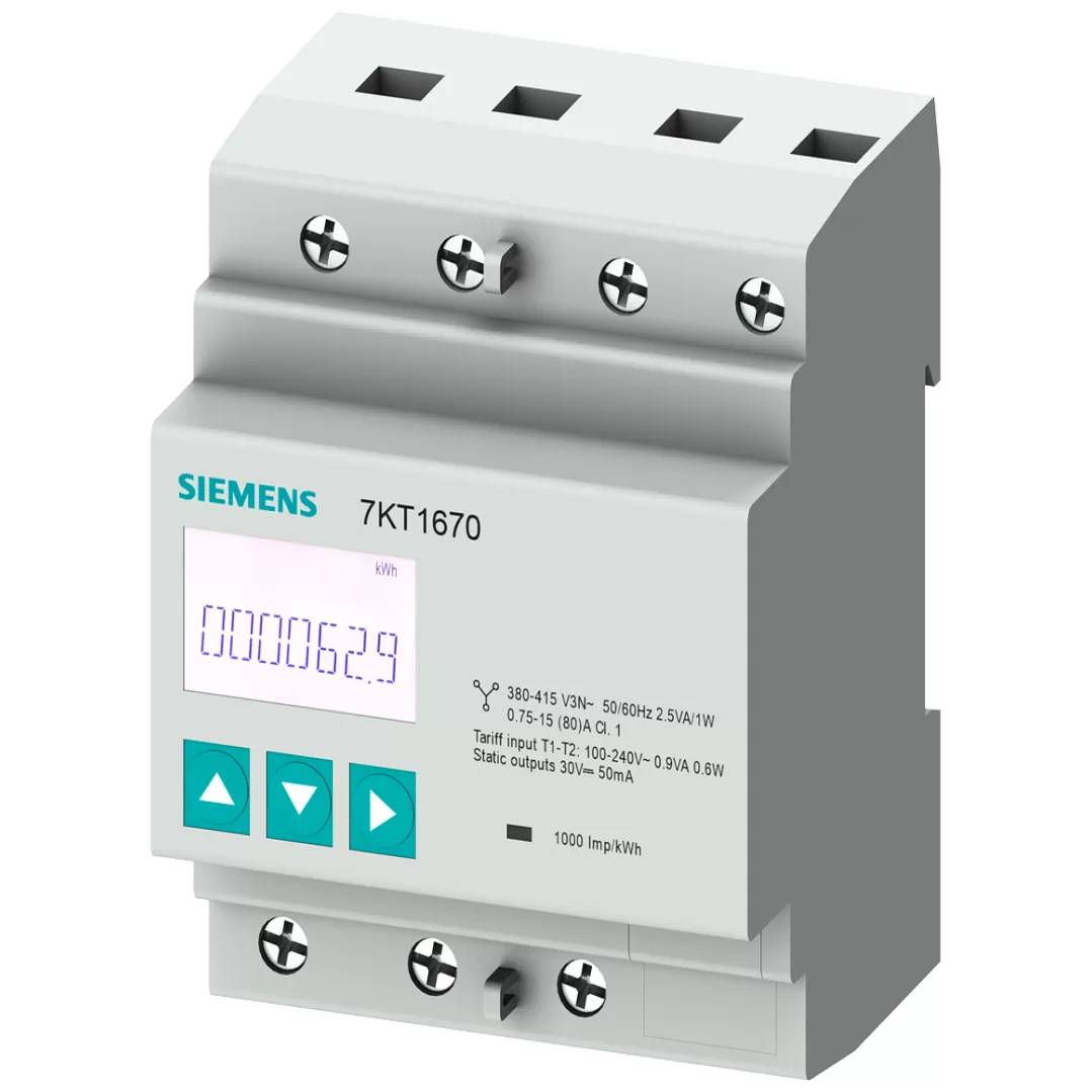 Siemens SENTRON Messgerät 7KT PAC1600, 3-phasig, 80 A, Hutschiene, M-Bus 7KT1667