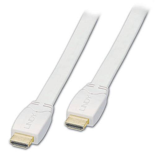 LINDY HDMI Anschlusskabel 5.00 m 41164 UL-zertifiziert, Ultra HD (4k) HDMI, doppelt geschirmt, flach Weiß [1x HDMI-Stecker - 1x HDMI-Stecker]