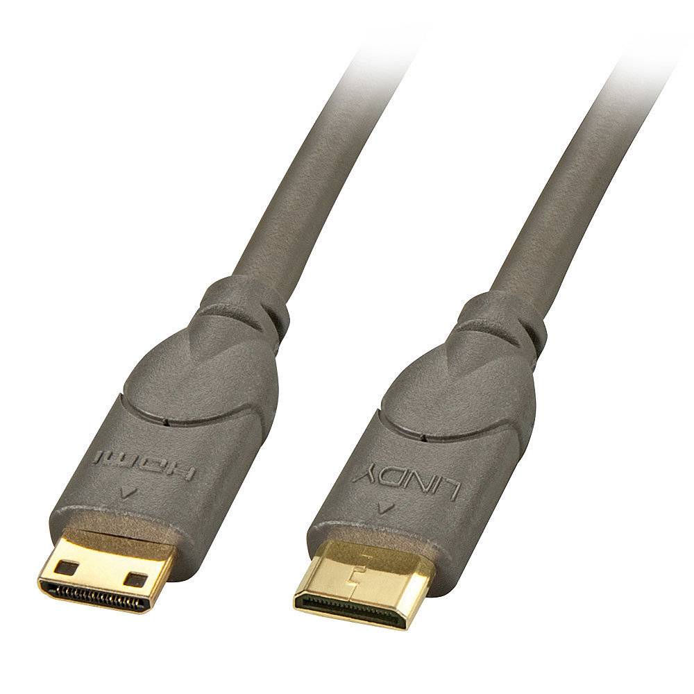LINDY HDMI Anschlusskabel HDMI-Mini-C Stecker, HDMI-Mini-C Stecker 0.50 m Grau 41040 4K UHD HDMI-Kabel