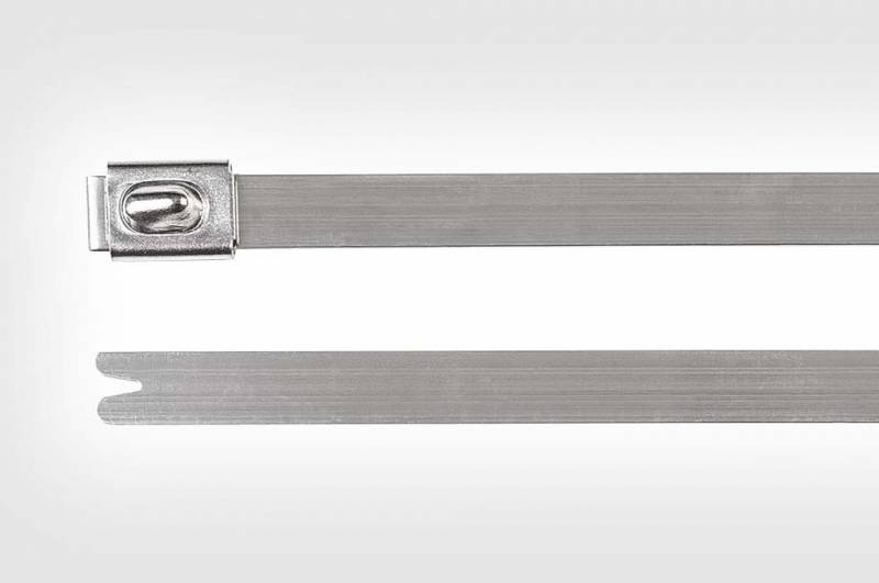HellermannTyton 111-93088 MBT8SS-SS304-ML Kabelbinder 201mm 4.60mm Silber mit Kugelverschluss, UV-stabilisiert