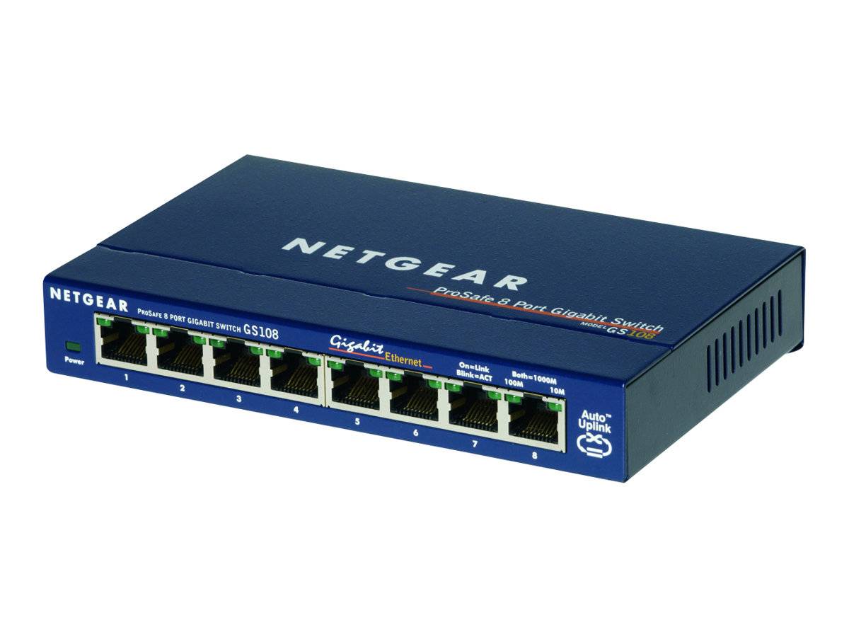 NETGEAR GS108 - Switch - 8 x 10/100/1000 - Desktop