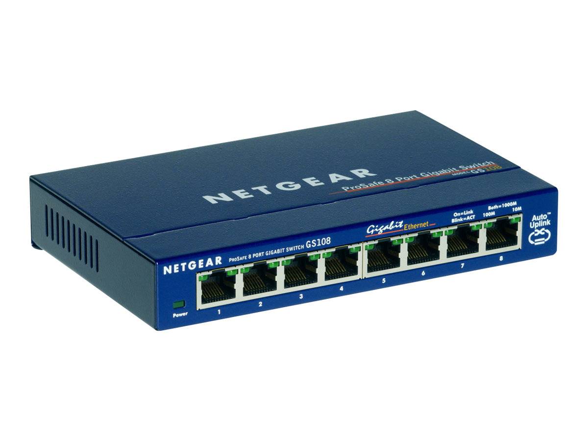 NETGEAR GS108 - Switch - 8 x 10/100/1000 - Desktop