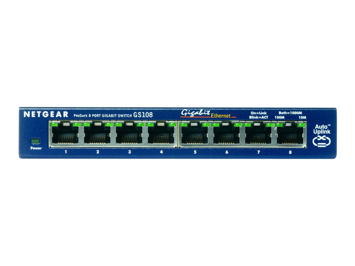 NETGEAR GS108 - Switch - 8 x 10/100/1000 - Desktop