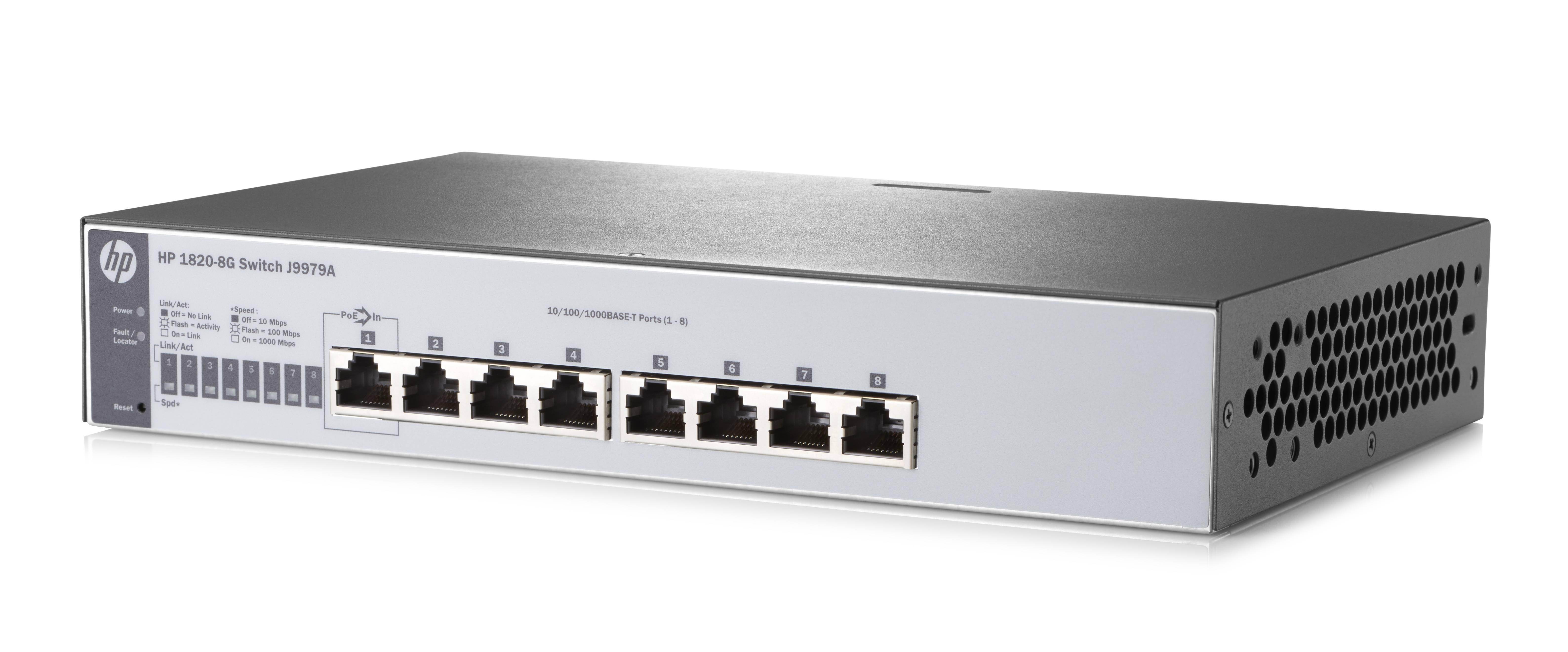 HPE 1820-8G - Switch - managed - 8 x 10/100/1000