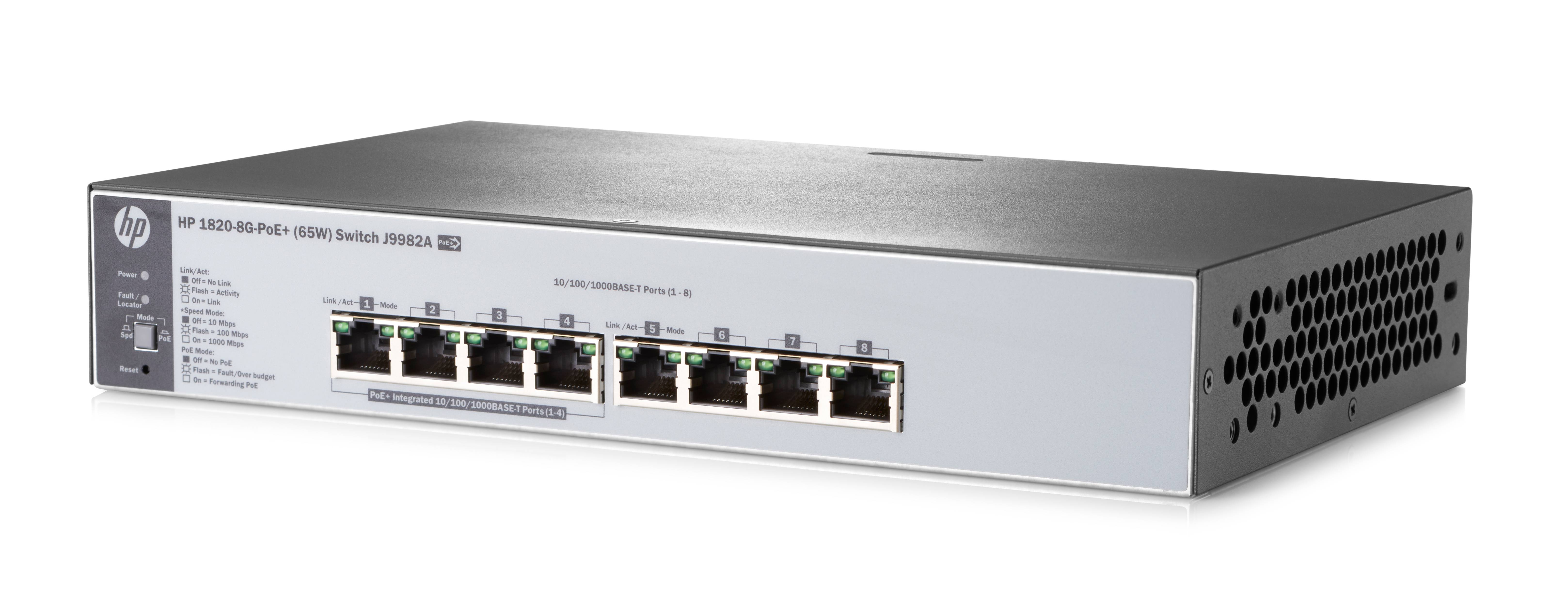 HPE 1820-8G - Switch - managed - 4 x 10/100/1000 (PoE+)