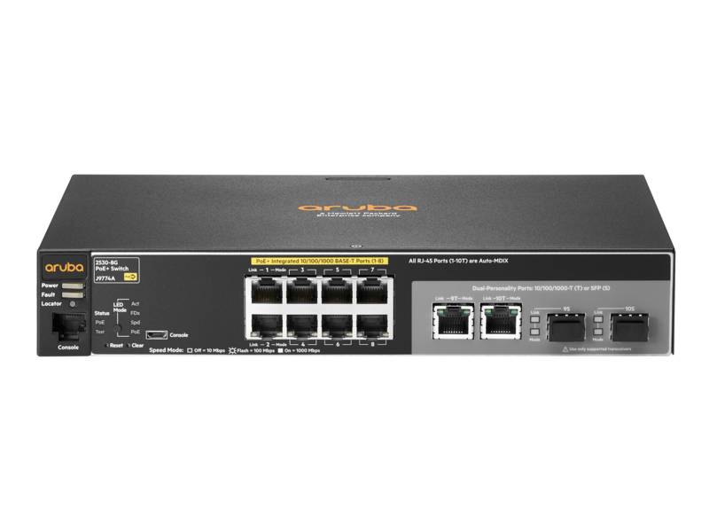 HPE Aruba 2530-8G-PoE+ - Switch - managed - 8 x 10/100/1000 (PoE+)
