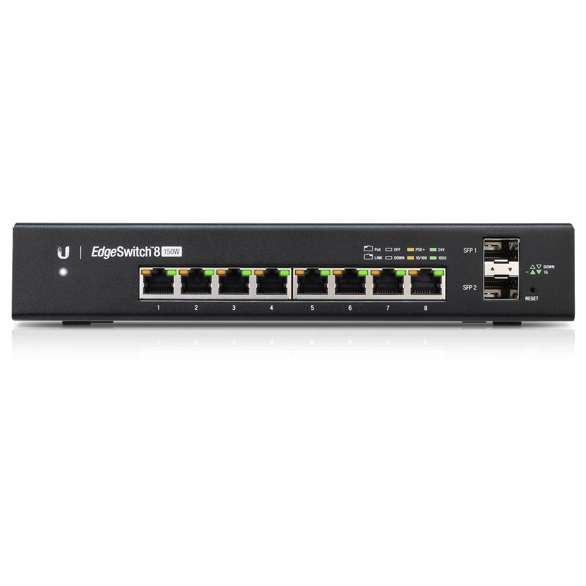 EdgeSwitch 8-Port ES-8-150W PoE+ - 150W - 2x SFP - Desktop und Wand