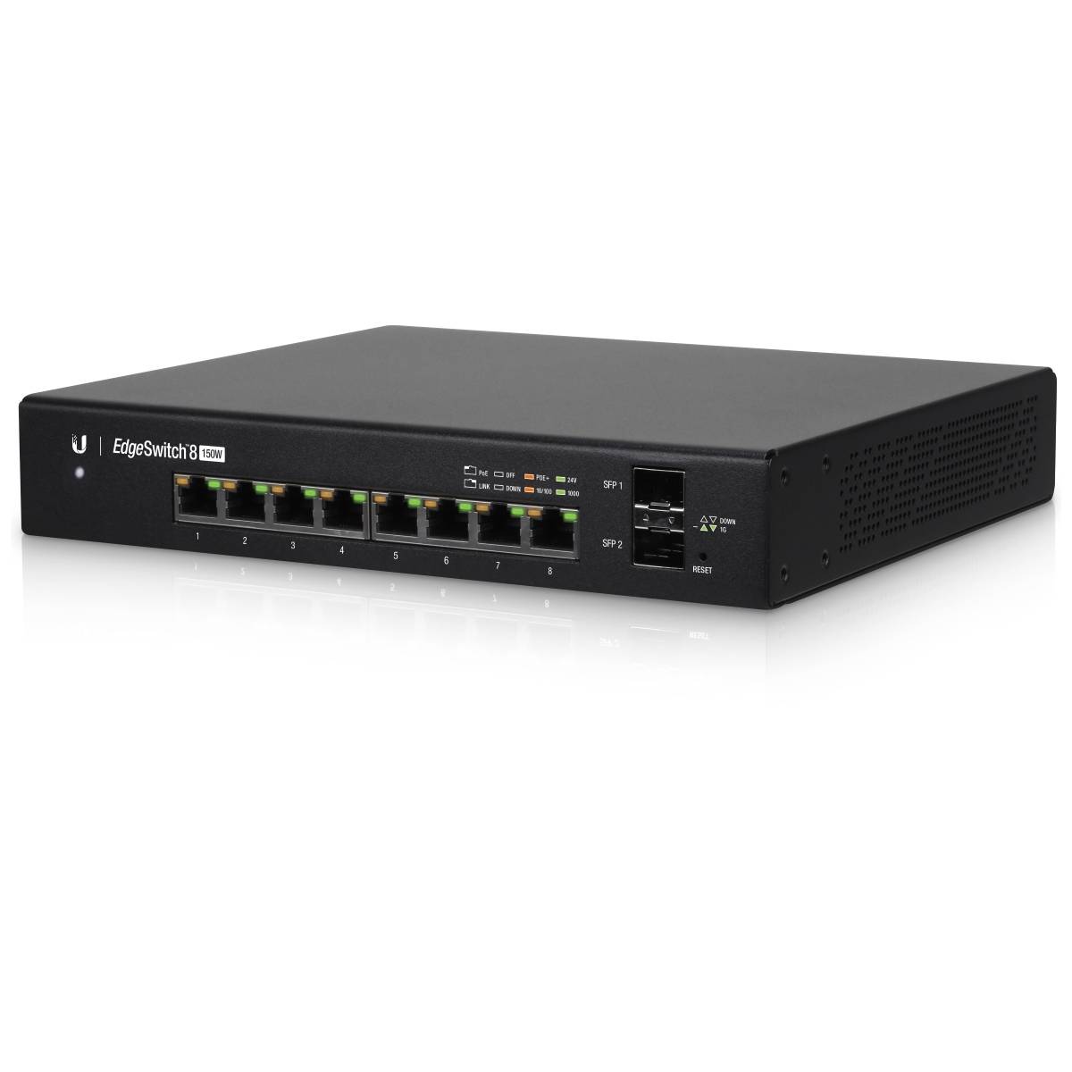 EdgeSwitch 8-Port ES-8-150W PoE+ - 150W - 2x SFP - Desktop und Wand