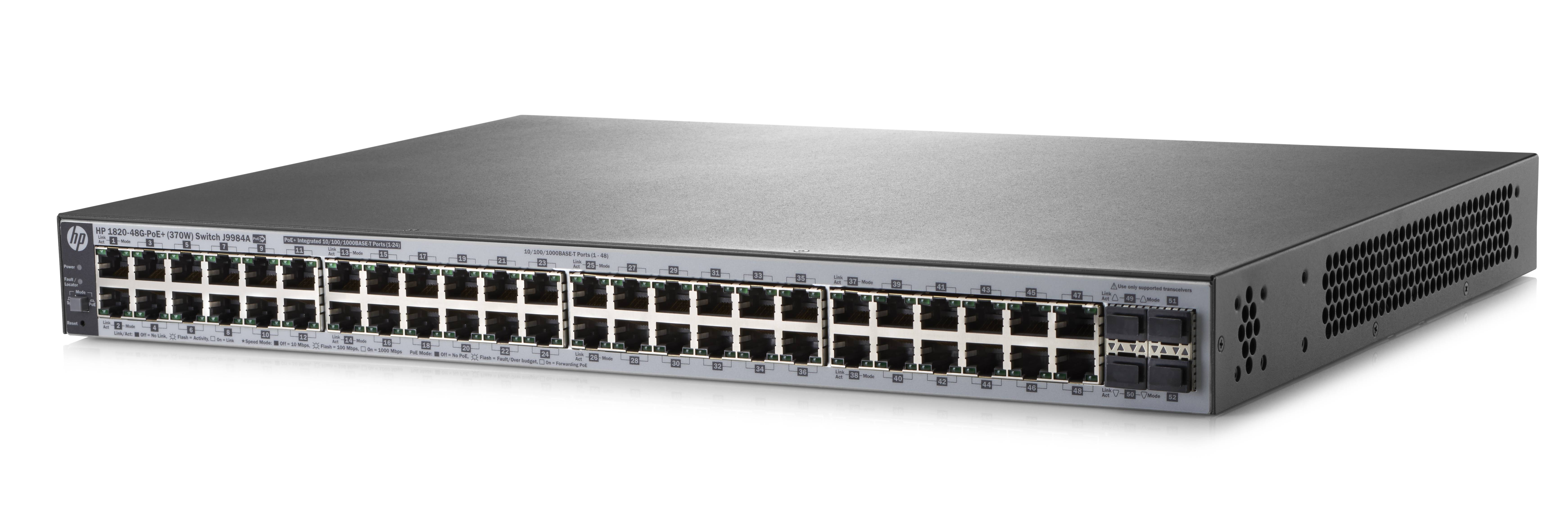 HPE 1820-48G-PoE+ (370W) - Switch - managed - 24 x 10/100/1000 (PoE+)