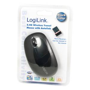 LogiLink Mini with Autolink - Maus - optisch - 3 Tasten - kabellos - 2.4 GHz - kabelloser Empfänger (USB)