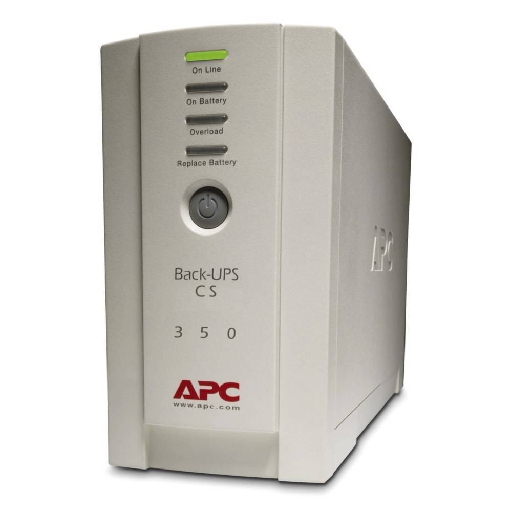 APC Back-UPS CS 350 Gerät mit Anzeigen für „Online