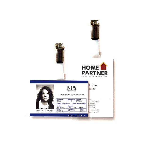 Namensschild selbstlaminierend inkl. Clip 104x74mm quer 25 Stück