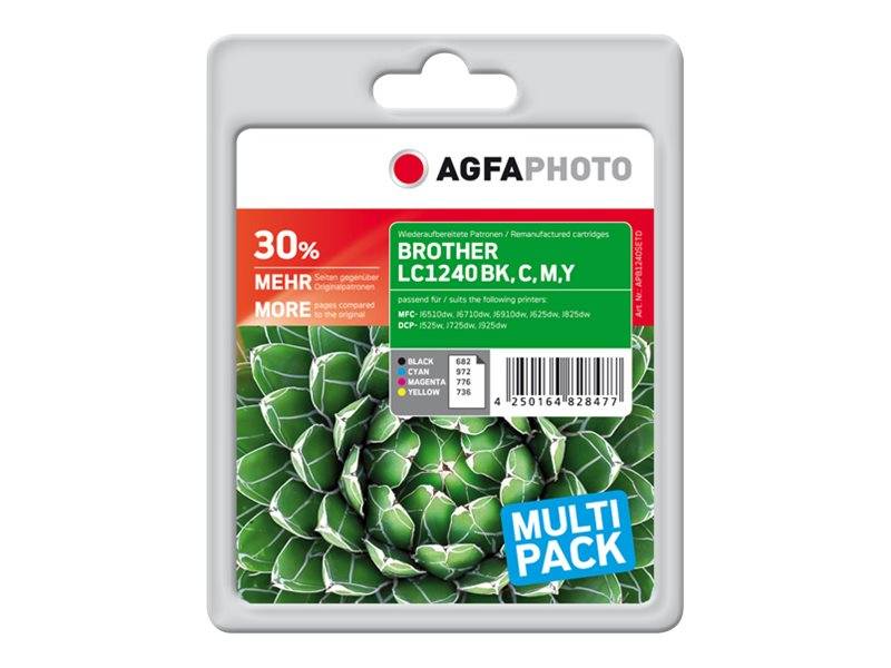 AgfaPhoto - Schwarz, Gelb, Cyan, Magenta - kompatibel - Tintenpatrone (Alternative zu: Brother LC1240BK, Brother LC1240C