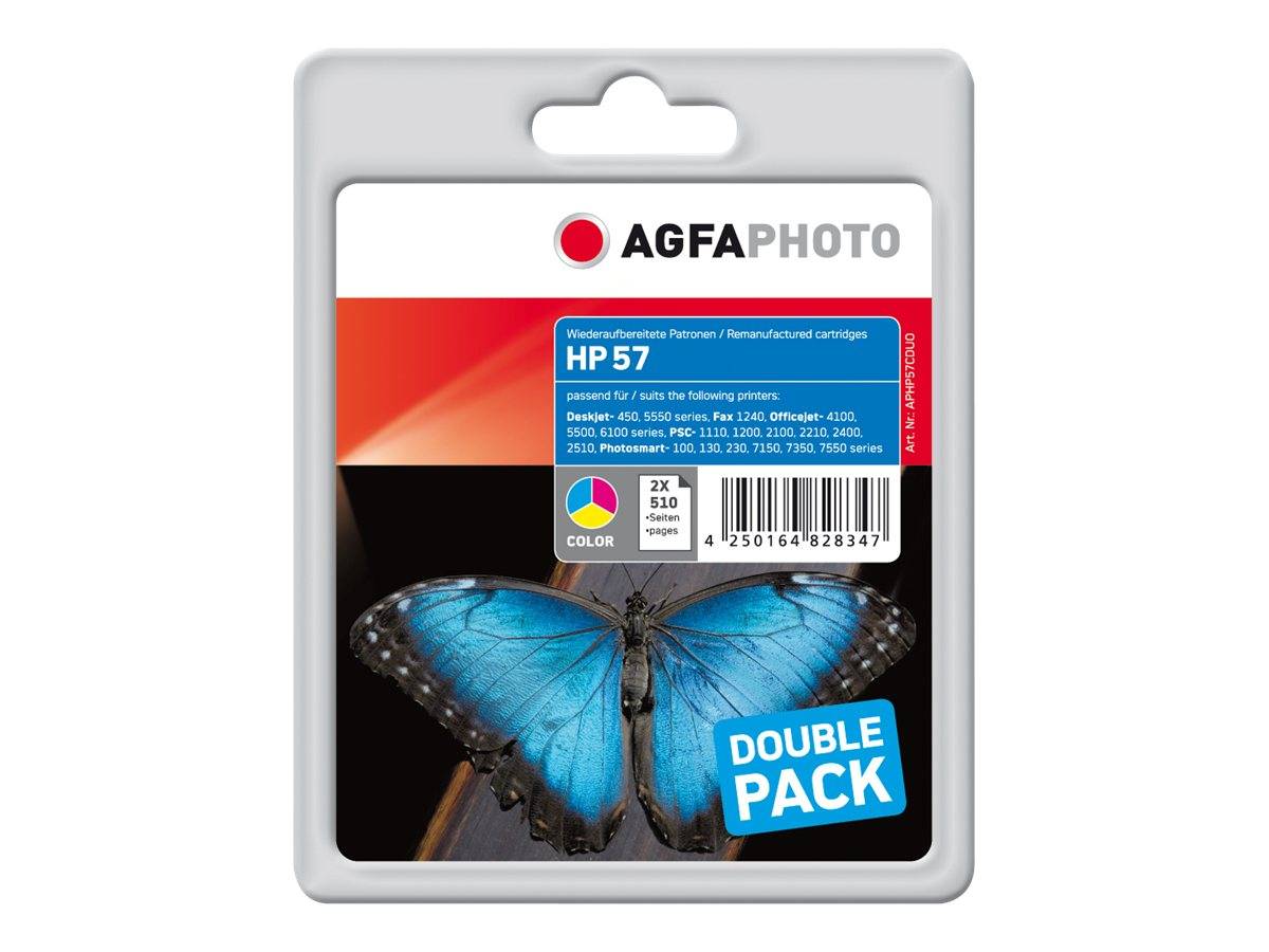 AgfaPhoto - 2er-Pack - 24 ml - Farbe (Cyan, Magenta, Gelb) - kompatibel - Tintenpatrone (Alternative zu: HP 57, HP C6657