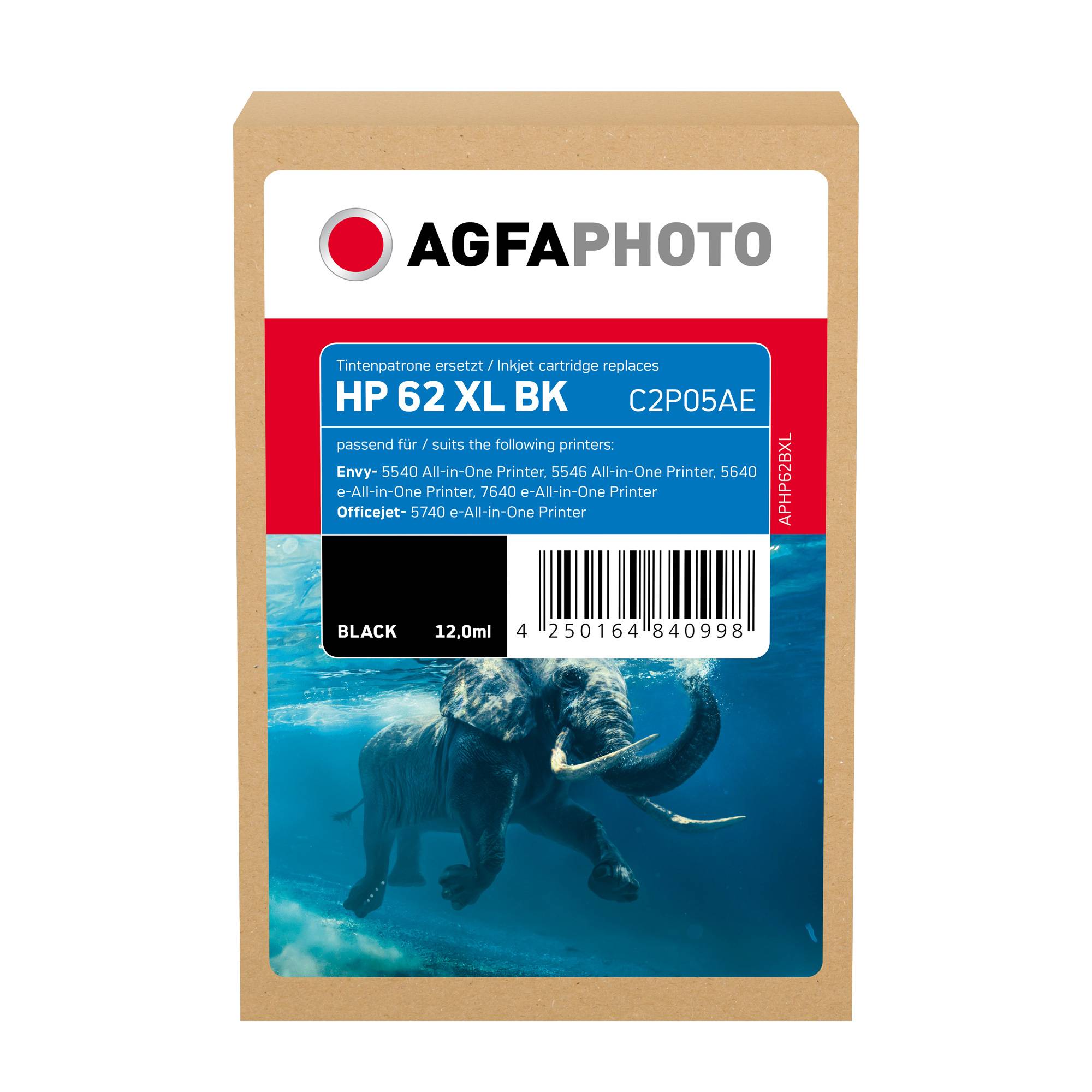 AgfaPhoto Tintenpatrone APHP62BXL wie HP C2P05AE 62XL sw