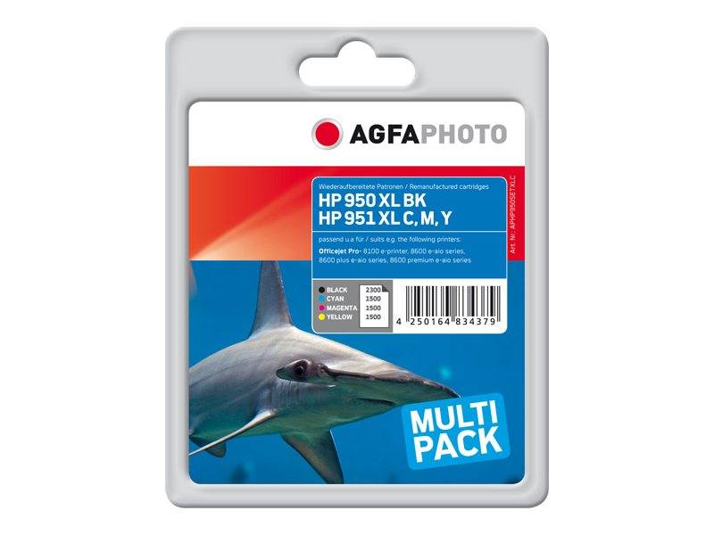 AgfaPhoto - 4er-Pack - Farbe (Cyan, Magenta, Gelb, Schwarz) - kompatibel - Tintenpatrone (Alternative zu: HP 950XL, HP 9
