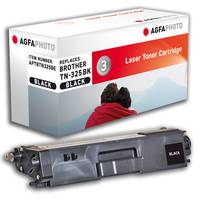 AGFAPHOTO schwarze Laser-Tonerkartusche, Schachtelbeschriftung für Brother TN-325BK, gezeigt über der Tonerkartusche selbst.