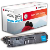 AGFAPHOTO cyan Lasertoner-Kartusche Verpackung und Kartusche, beschriftet für Brother TN-325C und cyan Farbe.