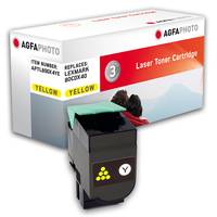 AGFAPHOTO Gelber Laser-Tonerkartuschen-Karton mit der Kartusche vorne und 