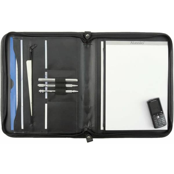 Reißverschlussmappe MILANO A4 Leder schwarz