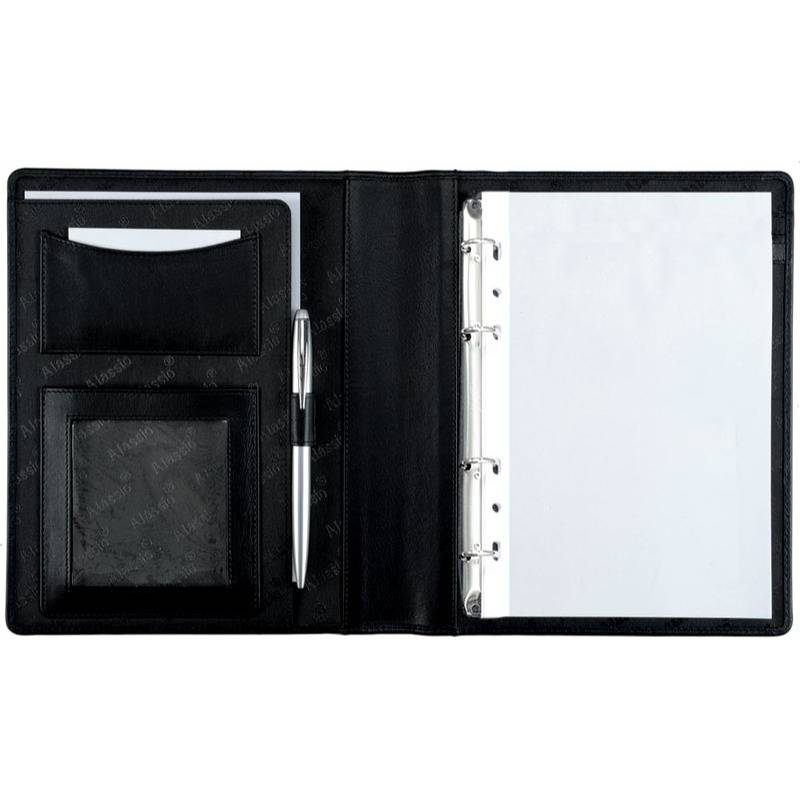 Alassio Ringbuchmappe "BENACO", A5, Nappa-Leder, schwarz