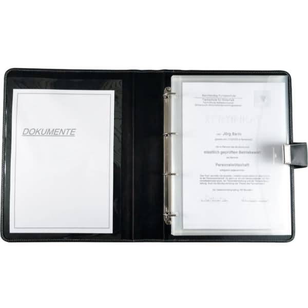 Dokumentenmappe A4 mit Schloss Leder schwarz