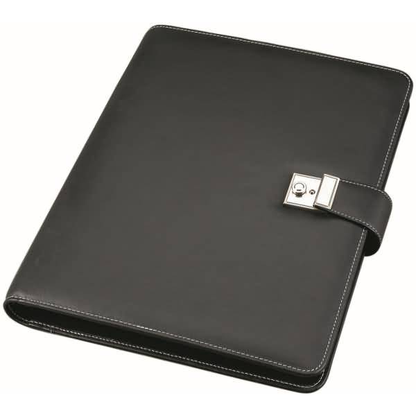 Dokumentenmappe A4 mit Schloss Kunstleder schwarz