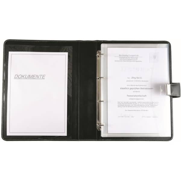 Dokumentenmappe A4 mit Schloss Kunstleder schwarz