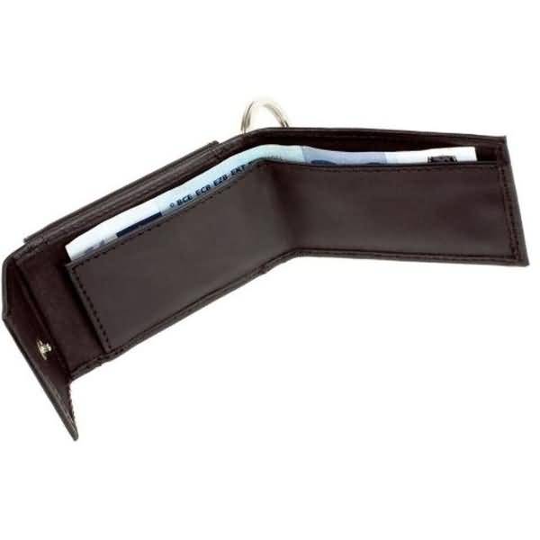 Mini-Börse mit Metallemblem 8,5x5cm Leder schwarz