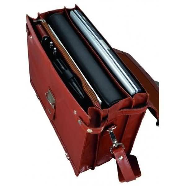 Aktentasche Mocca 38x30x16cm Leder cognac