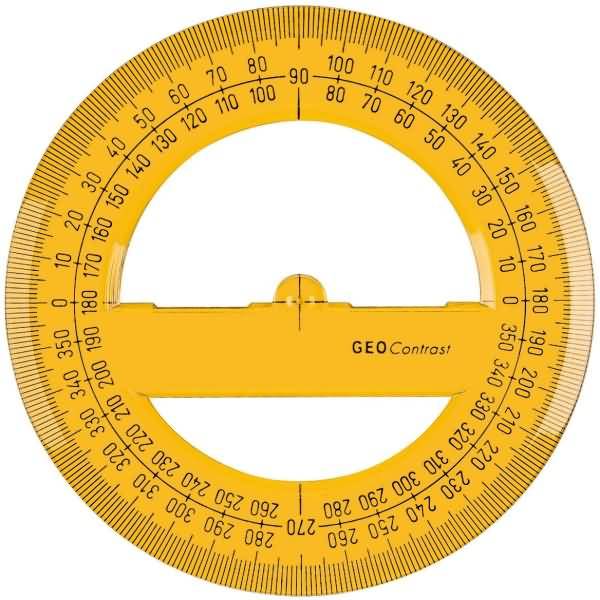 Vollkreis-Winkelmesser Geocontrast 360 Grad Kunststoff 120mm 1,5mm gelb