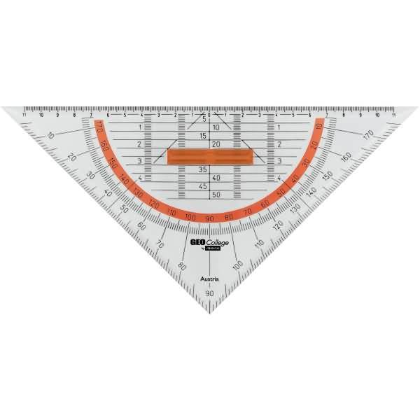Geometriedreieck Geocollege Polystyrol 25cm mit abnehmbarem Griff transparent
