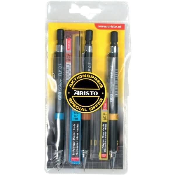 Feinminenstift Set Geocollege FLP 0,35/0,5/0,7mm HB schwarz 3er-Set